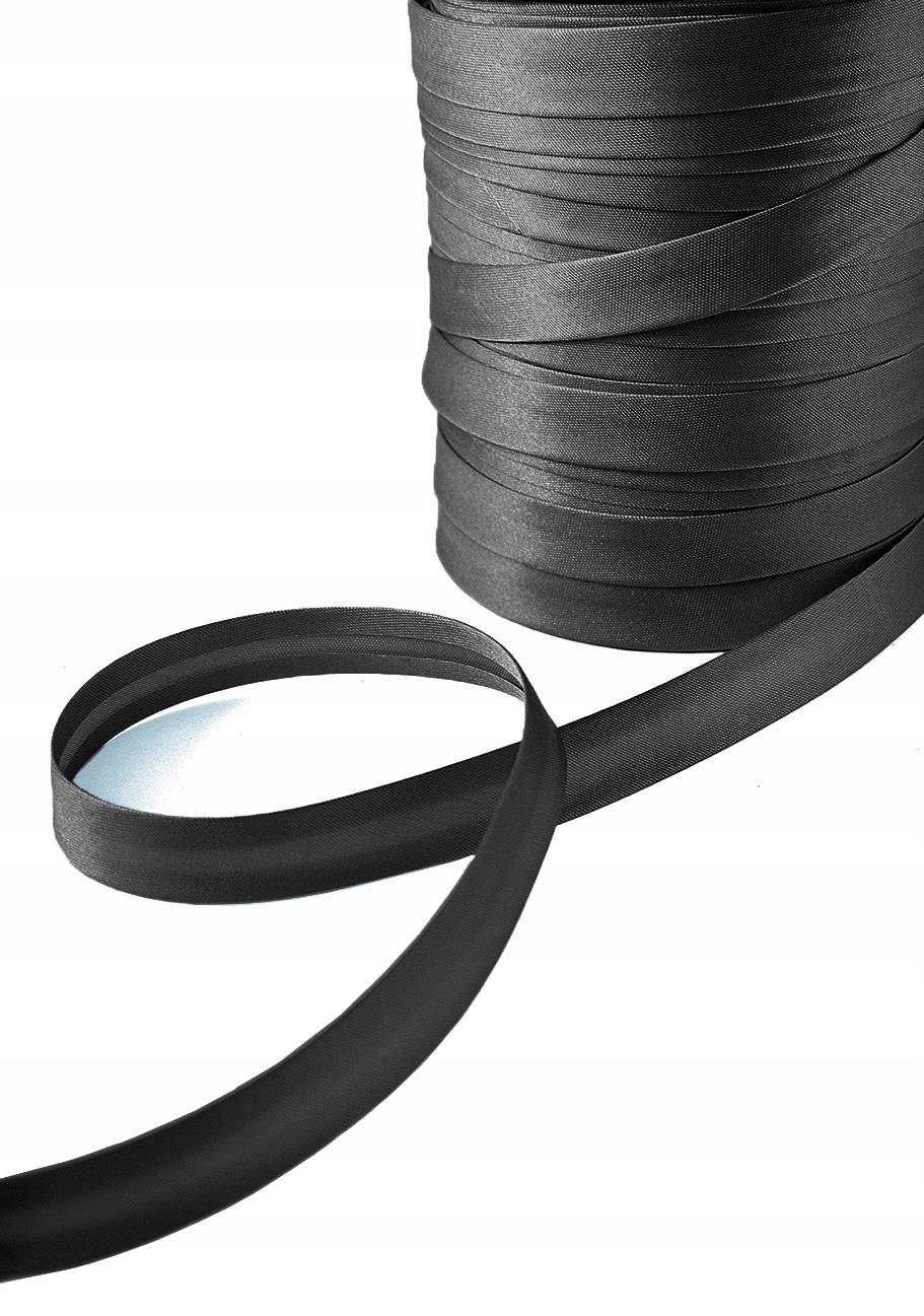 Czarna lamówka dekoracyjna atłasowa do obszywania tkanin szer.15 mm