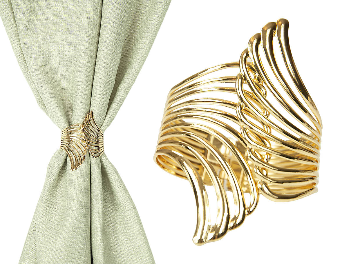 Złota metalowa klamra upinacz klips w kształcie skrzydła do firan i zasłon 